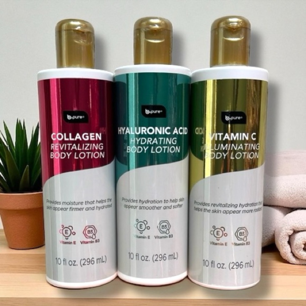 B Pure Collagen Hyaluronic Acid Vitamin C Hydrating Revitalizing Body Lotion Set